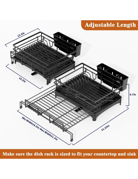 Escurridor de Platos Extensible COHOSEGE Negro 55.12x41.91cm