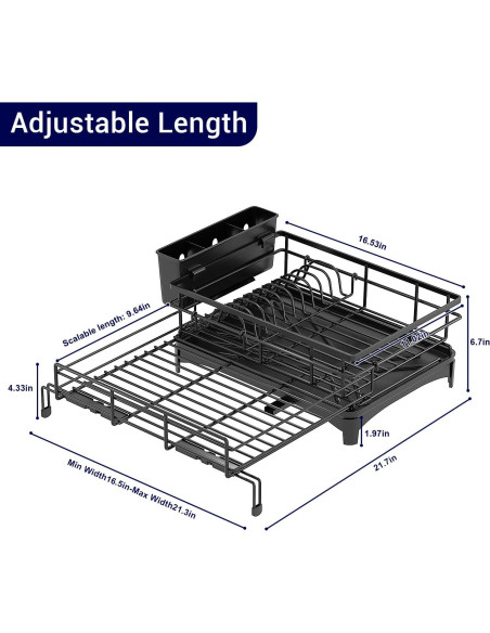 Escurridor de Platos Extensible COHOSEGE Negro 55.12x41.91cm