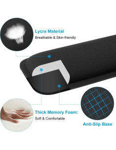 Almohadilla Ergonómica para Muñeca de Teclado ELZO Negra 2