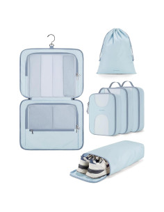 BAGSMART Set de Cubos de Empaque Colgantes 6 Piezas Azul Claro