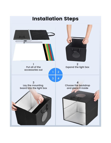 Caja de Luz de Estudio Fotográfico Fasonic 30x30cm con 120 LED