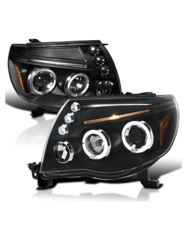 Faros Proyector LED Doble Halo Negro SPEC-D TUNING para Toyota Tacoma 2005-2011