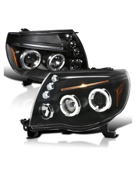 Faros Proyector LED Doble Halo Negro SPEC-D TUNING para Toyota Tacoma 2005-2011