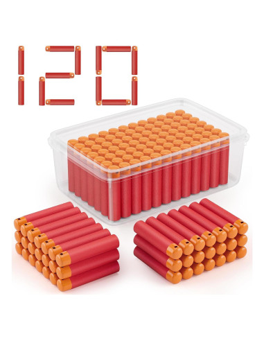 120 Dardos Mega Rojos Pokiiulk para Armas Nerf Mega