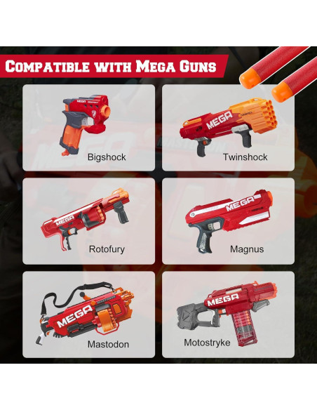 120 Dardos Mega Rojos Pokiiulk para Armas Nerf Mega