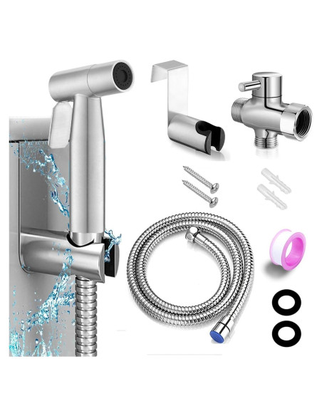 Rociador de Bidet de Mano Aukomer BD Acero Inoxidable Ajustable Rociador de Bidet de Mano Aukomer BD Acero Inoxidable Ajustable