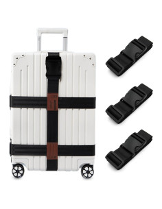 Correas de Equipaje 3-en-1 LUNHAJIN Ajustables TSA Negro