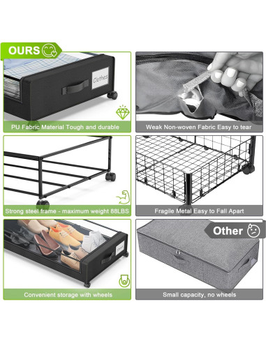 Contenedores de Almacenamiento Bajo la Cama YAASHEEN 60L 4-Pack