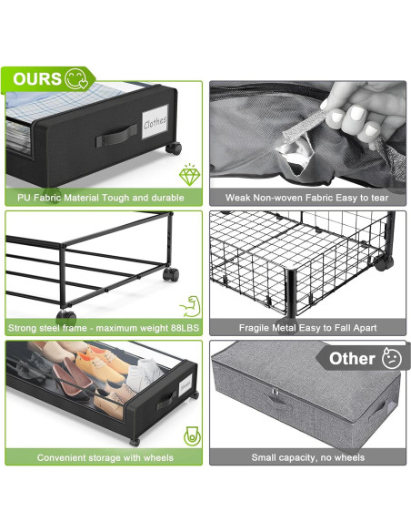 Contenedores de Almacenamiento Bajo la Cama YAASHEEN 60L 4-Pack