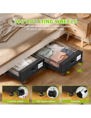 Contenedores de Almacenamiento Bajo la Cama YAASHEEN 60L 4-Pack