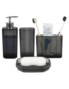 Juego de Accesorios de Baño ALIMOTA 4 Piezas Acrílico Gris