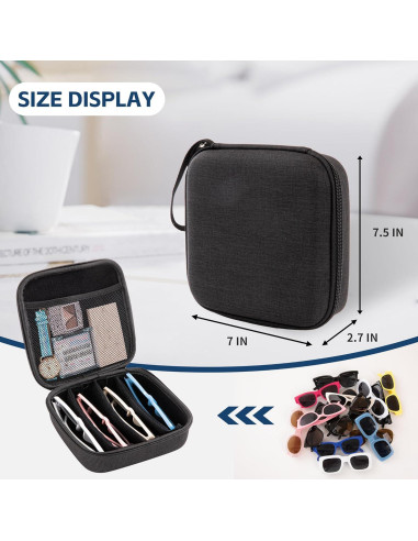 Estuche Organizador de Gafas de Sol Negro con 4 Ranuras Ajustables