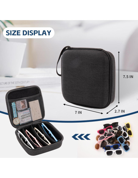 Estuche Organizador de Gafas de Sol Negro con 4 Ranuras Ajustables