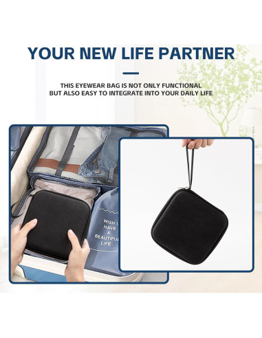 Estuche Organizador de Gafas de Sol Negro con 4 Ranuras Ajustables