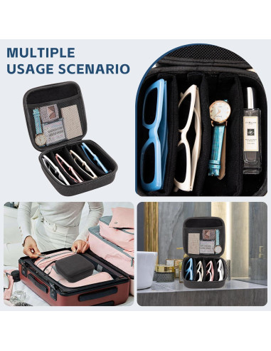 Estuche Organizador de Gafas de Sol Negro con 4 Ranuras Ajustables