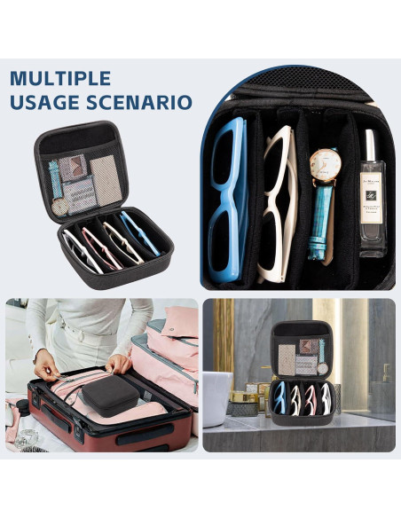 Estuche Organizador de Gafas de Sol Negro con 4 Ranuras Ajustables