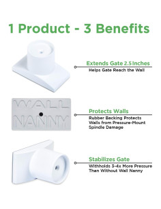 Extensor Wall Nanny - Kit de 4 para puertas de bebés 6.35 cm 2
