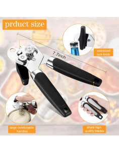 Abrelatas Manual Gisafai 6 Pcs con Cuchilla Afilada - Negro 2