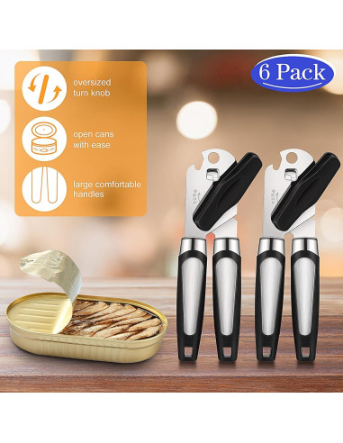 Abrelatas Manual Gisafai 6 Pcs con Cuchilla Afilada - Negro