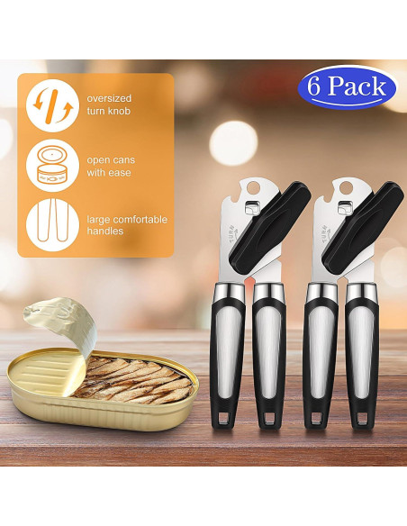 Abrelatas Manual Gisafai 6 Pcs con Cuchilla Afilada - Negro