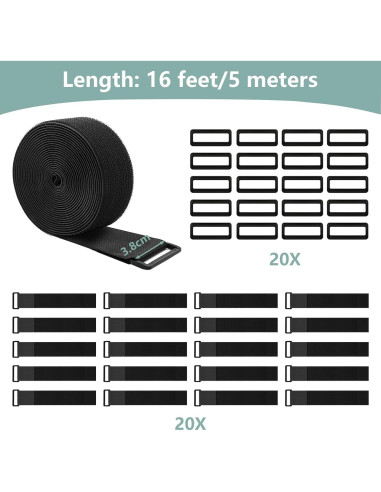 Cintas de Nylon WSZJINB 1.5" x 4.88m con 20 Hebillas