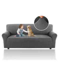 H.VERSAILTEX Funda de Sofá Jacquard Elástica 1 Pieza Gris