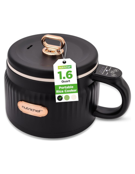 Cocedor de Arroz Eléctrico NutriChef 1.6L Negro - 6 Funciones