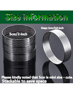 Set de 12 Anillos de Tarta Perforados DATANYA 5 cm Acero Inoxidable 2