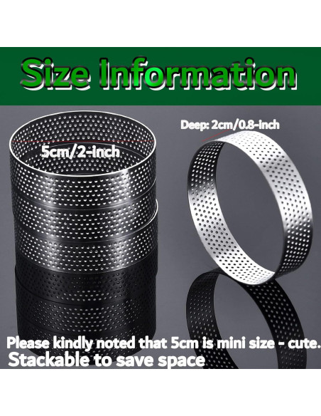 Set de 12 Anillos de Tarta Perforados DATANYA 5 cm Acero Inoxidable