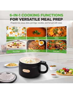 Cocedor de Arroz Eléctrico NutriChef 1.6L Negro - 6 Funciones 2