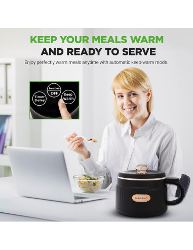 Cocedor de Arroz Eléctrico NutriChef 1.6L Negro - 6 Funciones