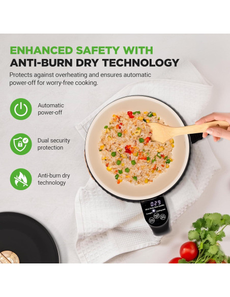 Cocedor de Arroz Eléctrico NutriChef 1.6L Negro - 6 Funciones