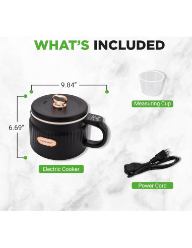 Cocedor de Arroz Eléctrico NutriChef 1.6L Negro - 6 Funciones