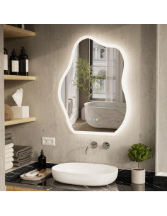 Espejo de Baño LED LUVODI 80x60cm Nube Antivaho Táctil 2