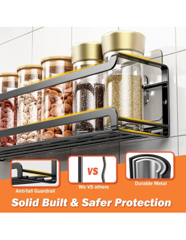 Estante de Especias Montado en Pared Bunoxea 2 Pack Negro