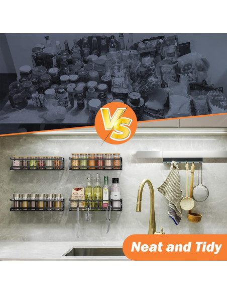 Estante de Especias Montado en Pared Bunoxea 2 Pack Negro