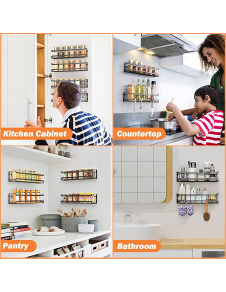 Estante de Especias Montado en Pared Bunoxea 2 Pack Negro