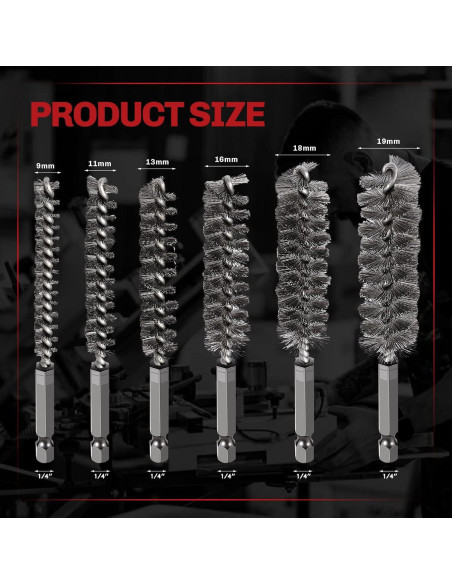 Juego de 6 Cepillos de Agujero Acero Inoxidable 304 ColumPRO