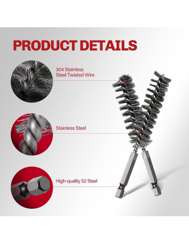 Juego de 6 Cepillos de Agujero Acero Inoxidable 304 ColumPRO