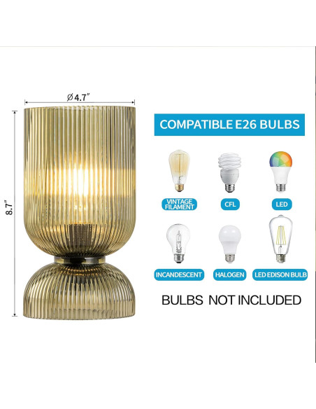 Lámpara de Mesa Moderna Gmrhndy Verde Vidrio 22.1cm