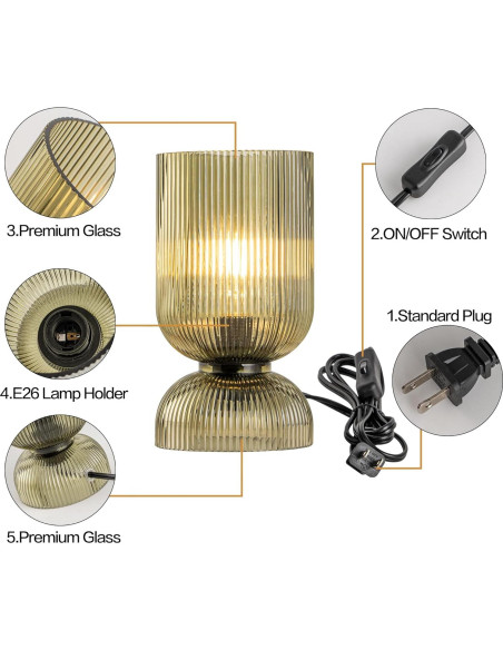 Lámpara de Mesa Moderna Gmrhndy Verde Vidrio 22.1cm