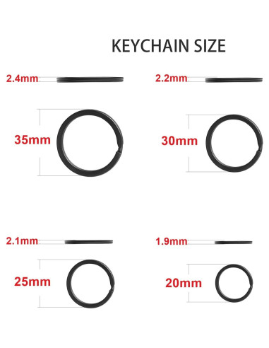 Paquete de 40 Anillos de Llave de Metal Negro ZoloAJay