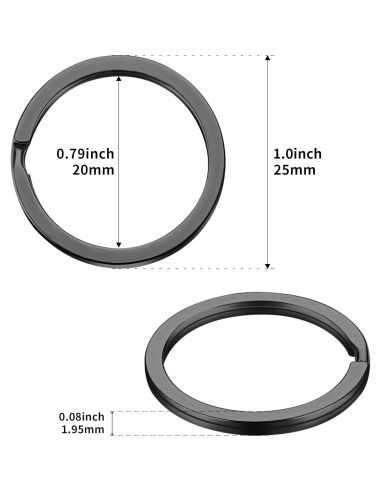 Anillos de Llave Gkeygo 12 pcs Acero Inoxidable 25mm Negro