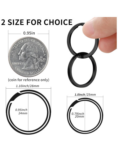 Anillos de Llave Gkeygo 12 pcs Acero Inoxidable 25mm Negro