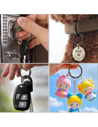 Anillos de Llave Gkeygo 12 pcs Acero Inoxidable 25mm Negro