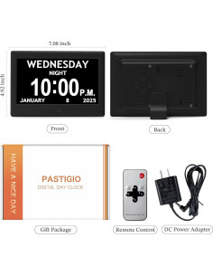 Reloj Digital Pastigio 7" para Ancianos con Alarmas y Control Remoto 2