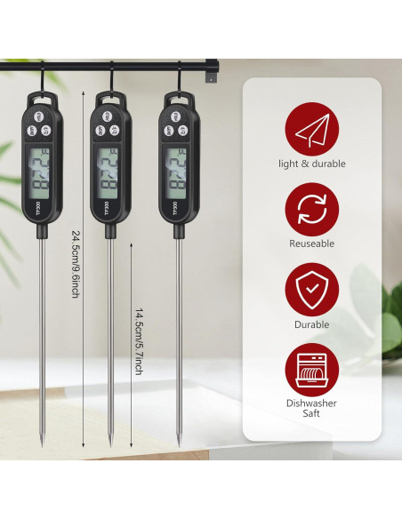6 Termómetros Digitales de Carne Copkim 24.5 cm Impermeables