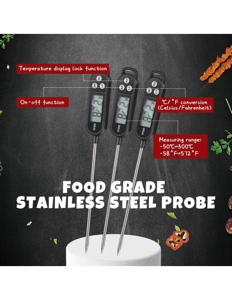 6 Termómetros Digitales de Carne Copkim 24.5 cm Impermeables