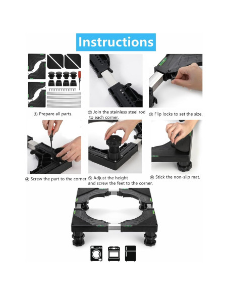 Soporte Ajustable Hacaroa para Mini Nevera y Lavadora 180kg Soporte Ajustable Hacaroa para Mini Nevera y Lavadora 180kg