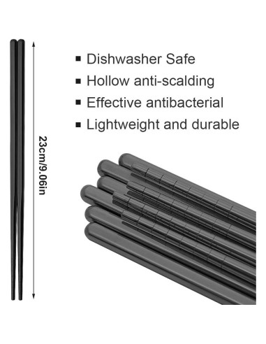 Palillos Reutilizables de Acero Inoxidable MUYOS 23 cm Antideslizantes